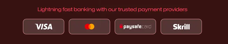 Trusted payment provider logos for lightning fast banking options at the casino.