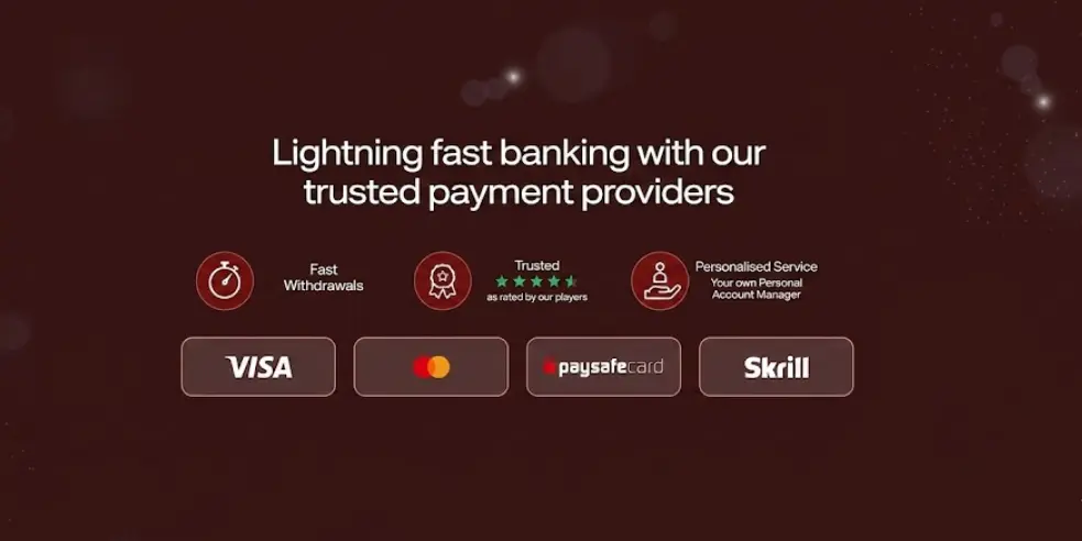 Ruby Reels Casino payment methods for fast and secure transactions.